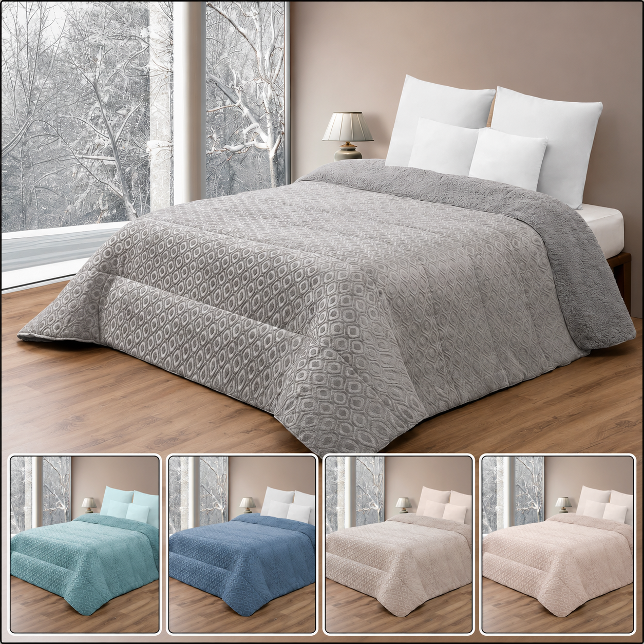 Edredom Polar Fleece com Sherpa – Modelo Crystal Waves – 240 x 260 cm (POLAR 15)