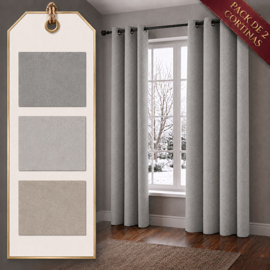 Pack de 2 Cortinas Opacas Verona 140x260 cm – Tejido Elegante con Ojales Metálicos