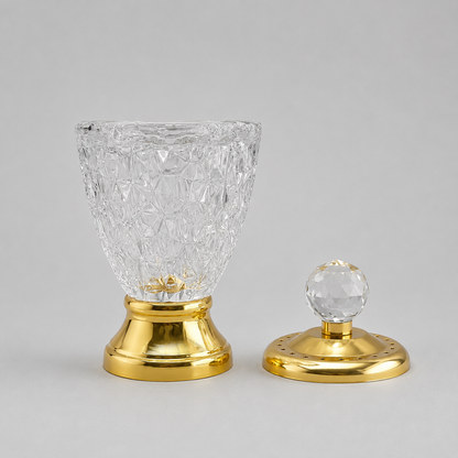 Set de Tocador de Lujo con Bandeja Espejada – Cristal Tallado y Acabado Dorado