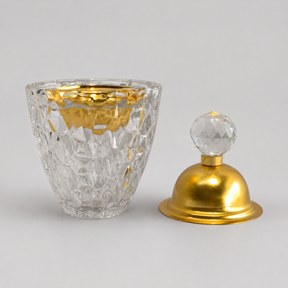 Set de Tocador de Lujo con Bandeja Espejada – Cristal Tallado y Acabado Dorado