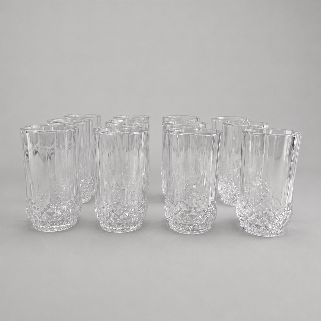 ✨ Juego de Vasos Altos Transparentes con Relieve Elegante
