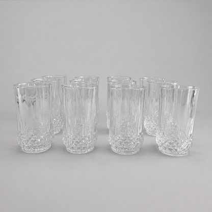 ✨ Juego de Vasos Altos Transparentes con Relieve Elegante