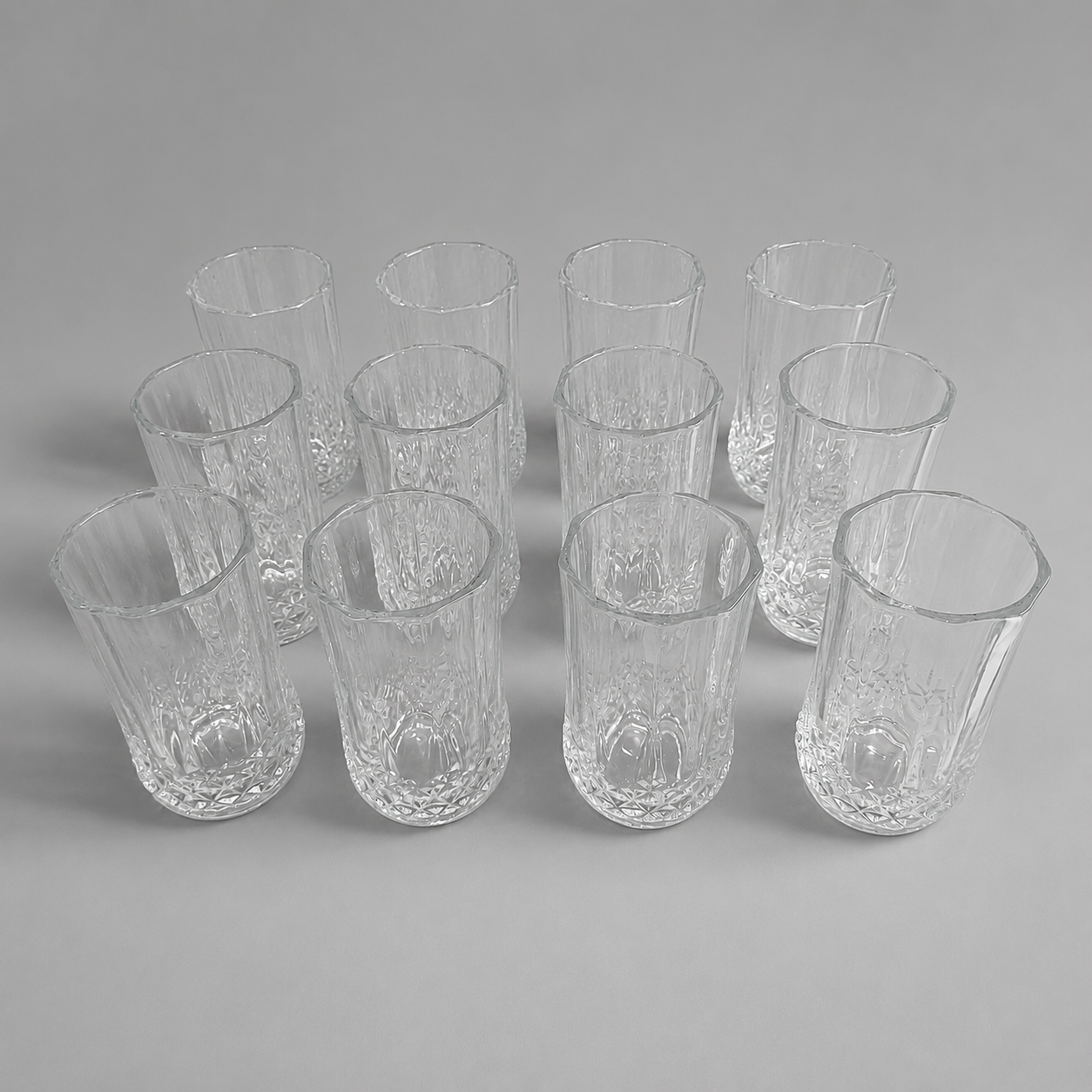 ✨ Juego de Vasos Altos Transparentes con Relieve Elegante