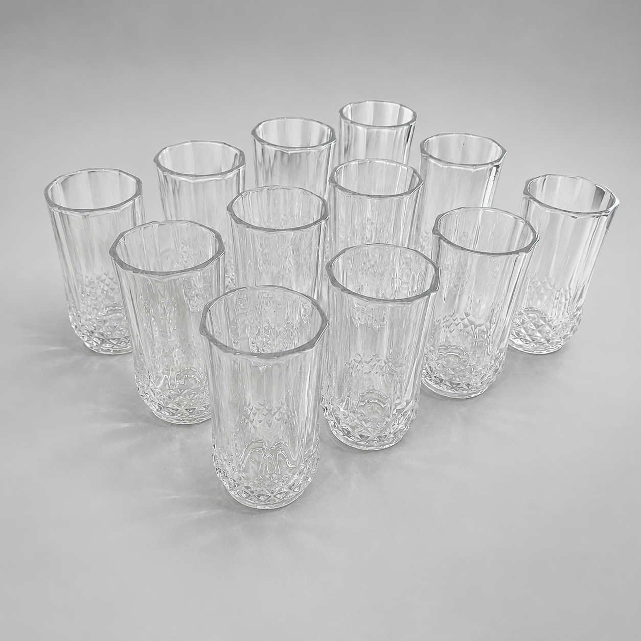 ✨ Juego de Vasos Altos Transparentes con Relieve Elegante