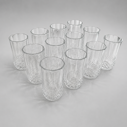 ✨ Juego de Vasos Altos Transparentes con Relieve Elegante