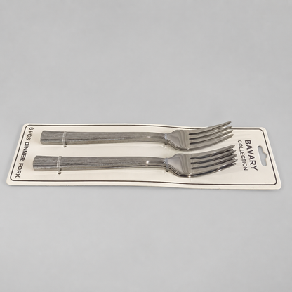 🍴 Set de 6 Tenedores de Mesa con Mango Texturizado – Acabado Plateado