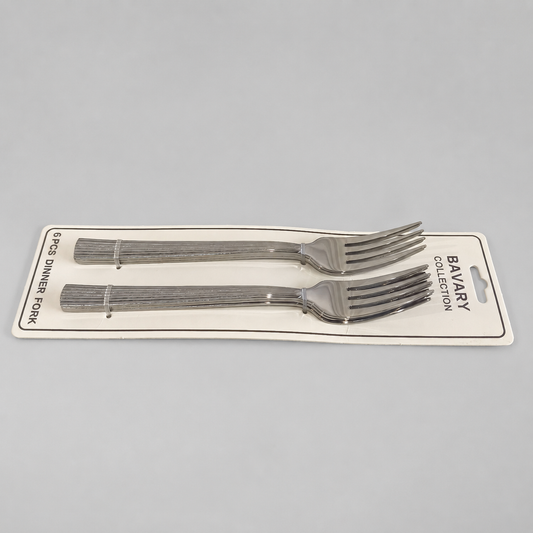 🍴 Set de 6 Tenedores de Mesa con Mango Texturizado – Acabado Plateado