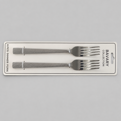 🍴 Set de 6 Tenedores de Mesa con Mango Texturizado – Acabado Plateado