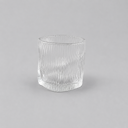 ✨ Set de 6 Vasos Bajos de Cristal con Diseño Ondulado – Elegantes y Modernos