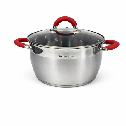🥘 Conjunto de Panelas Swiss Line 12 Peças Aço Inoxidável – Conjunto Completo com Tampas de Vidro