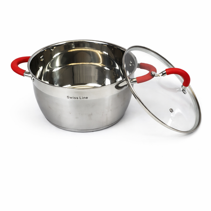 🥘 Conjunto de Panelas Swiss Line 12 Peças Aço Inoxidável – Conjunto Completo com Tampas de Vidro