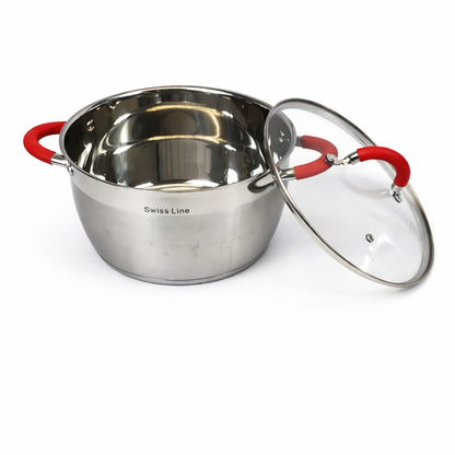🥘 Batería de Cocina Swiss Line 12 Piezas Acero Inoxidable – Set Completo con Tapas de Vidrio