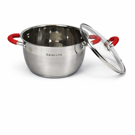 🥘 Conjunto de Panelas Swiss Line 12 Peças Aço Inoxidável – Conjunto Completo com Tampas de Vidro