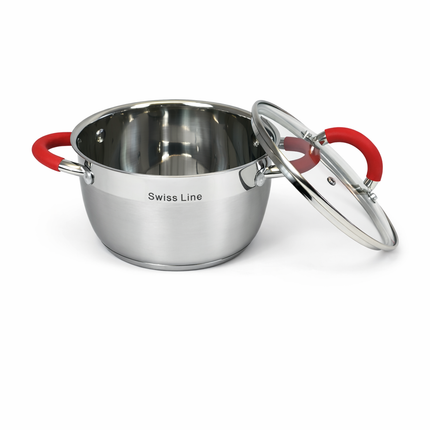 🥘 Conjunto de Panelas Swiss Line 12 Peças Aço Inoxidável – Conjunto Completo com Tampas de Vidro