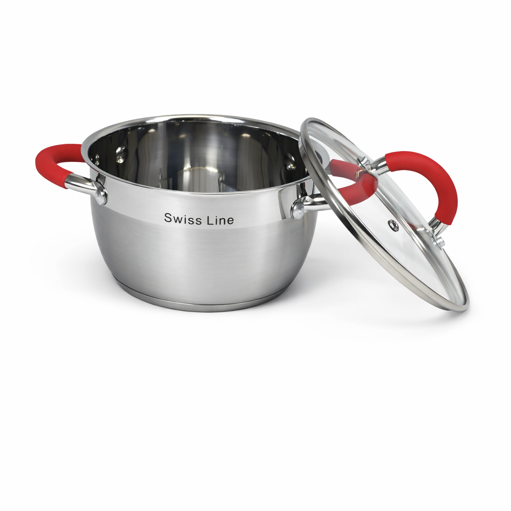 🥘 Batería de Cocina Swiss Line 12 Piezas Acero Inoxidable – Set Completo con Tapas de Vidrio