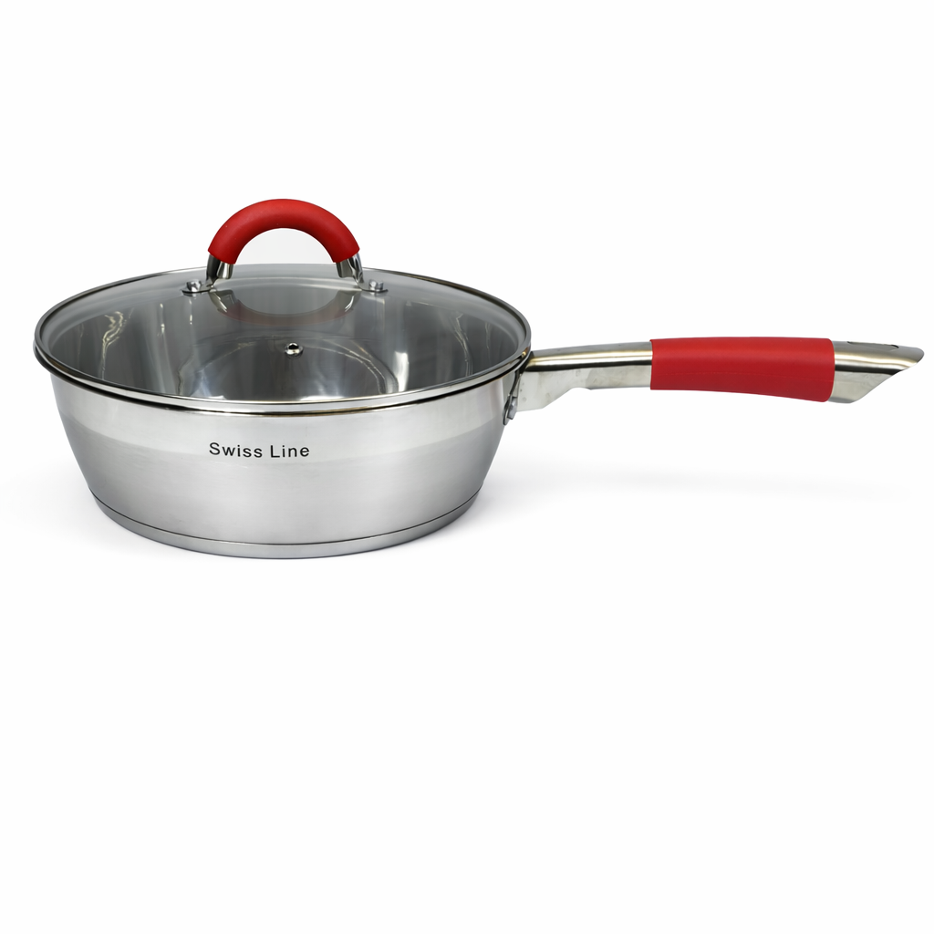 🥘 Batería de Cocina Swiss Line 12 Piezas Acero Inoxidable – Set Completo con Tapas de Vidrio