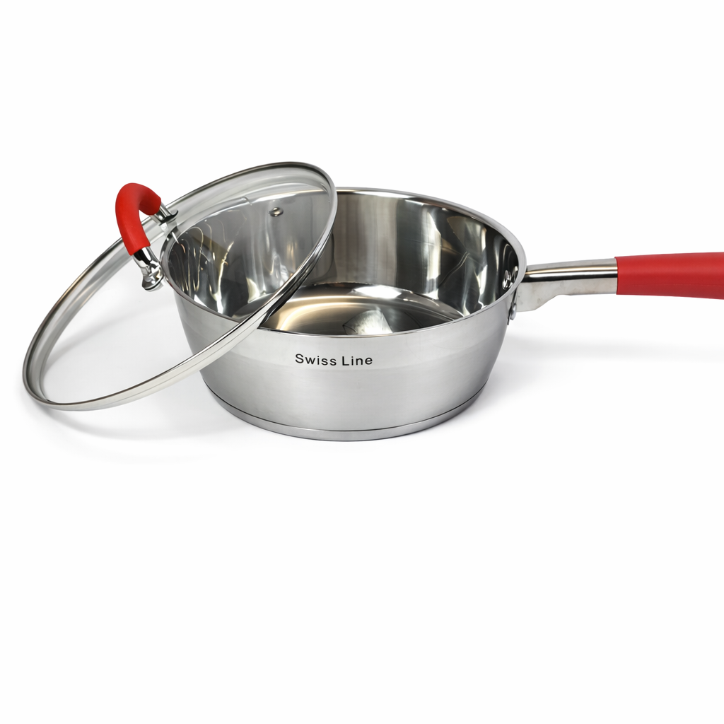 🥘 Batería de Cocina Swiss Line 12 Piezas Acero Inoxidable – Set Completo con Tapas de Vidrio