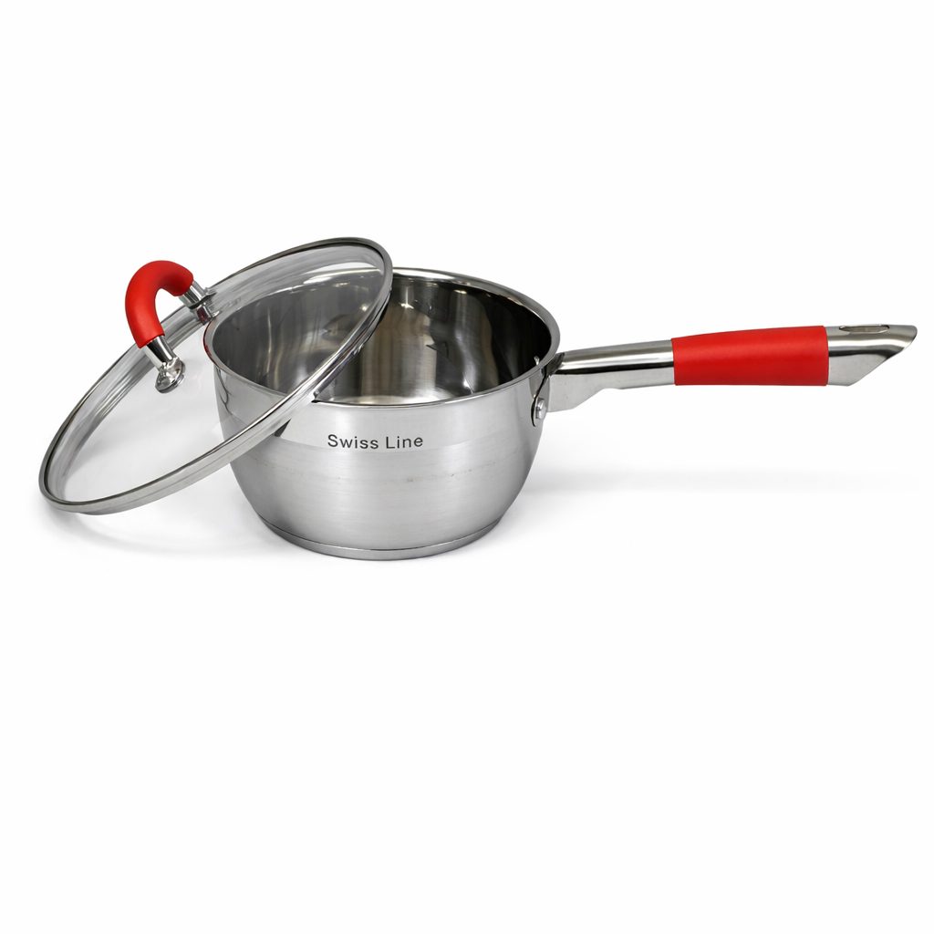 🥘 Batería de Cocina Swiss Line 12 Piezas Acero Inoxidable – Set Completo con Tapas de Vidrio