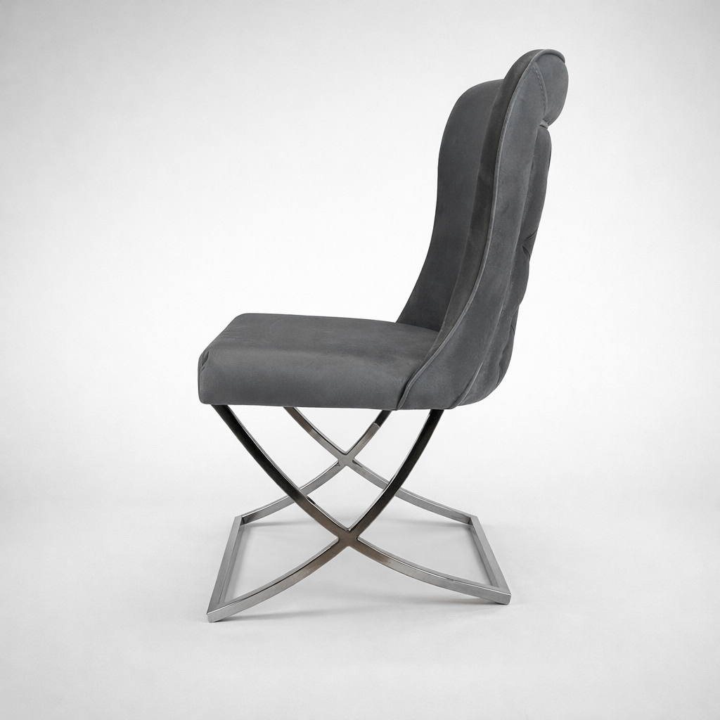 🖤✨ Silla Bongo 25 en GRIS OSCURO / GRAFITO con Base Cromada — Elegancia Moderna ✨🩶