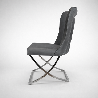 🖤✨ Silla Bongo 25 en GRIS OSCURO / GRAFITO con Base Cromada — Elegancia Moderna ✨🩶