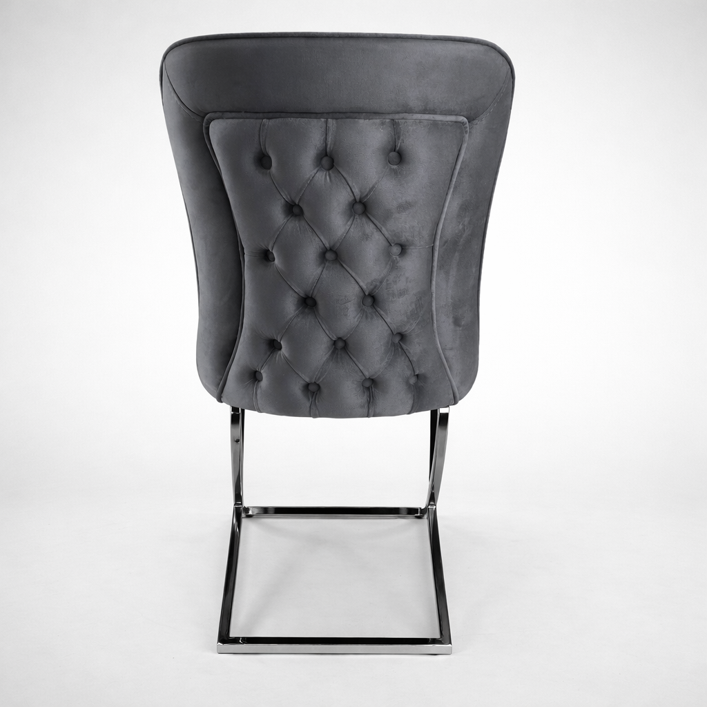 🖤✨ Silla Bongo 25 en GRIS OSCURO / GRAFITO con Base Cromada — Elegancia Moderna ✨🩶