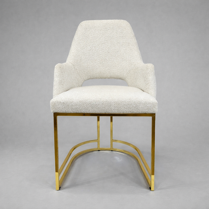 👑✨ Viyana 02 Chair in IVORY / LIGHT CREAM with Gold Base — Modern Luxury ✨💛
