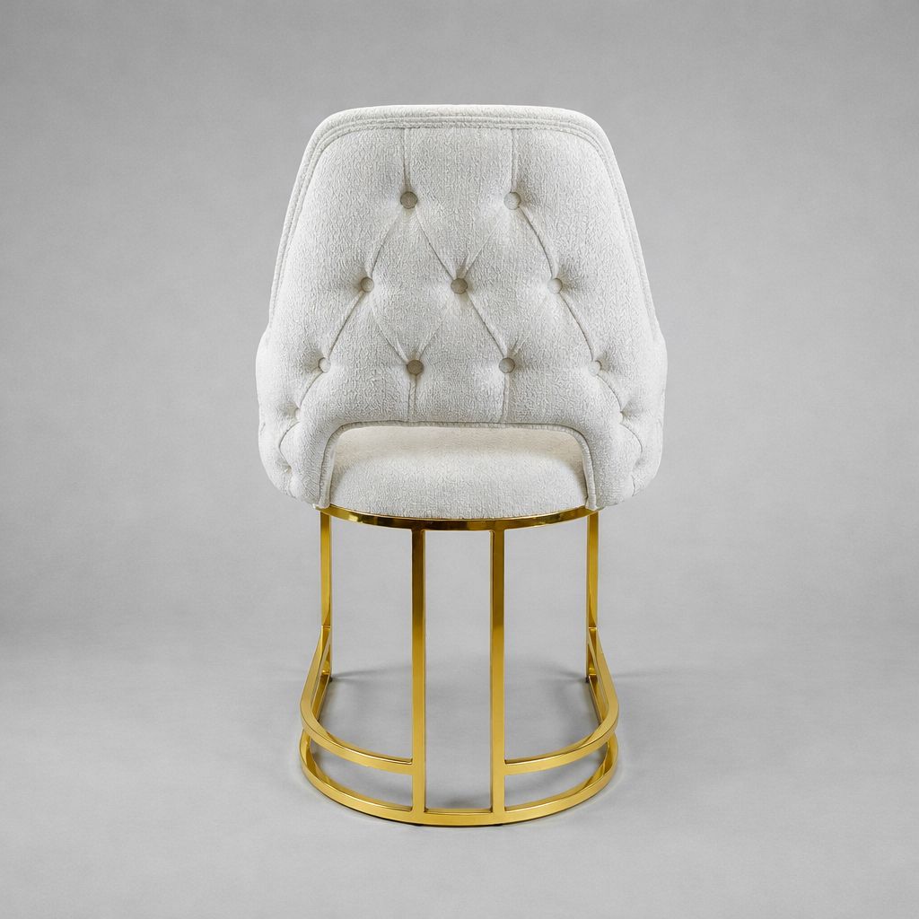 👑✨ Viyana 02 Chair in IVORY / LIGHT CREAM with Gold Base — Modern Luxury ✨💛