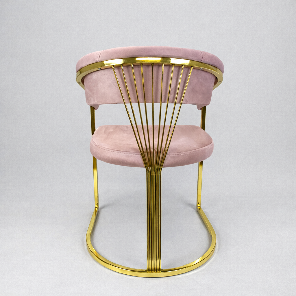 💗✨ SERGIO 12 Chair in PALE PINK / BLUSH with Gold Base — Glam Premium ✨💛