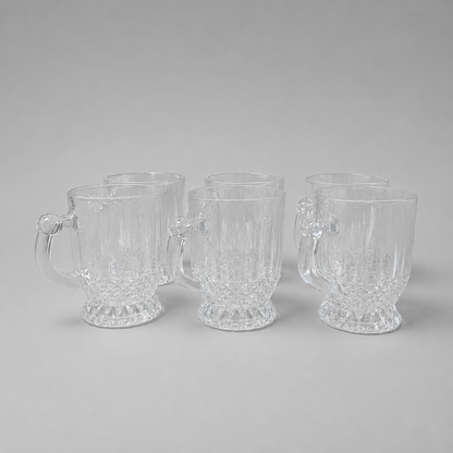 ☕ Set de 6 Tazas de Vidrio Transparente con Relieve Elegante