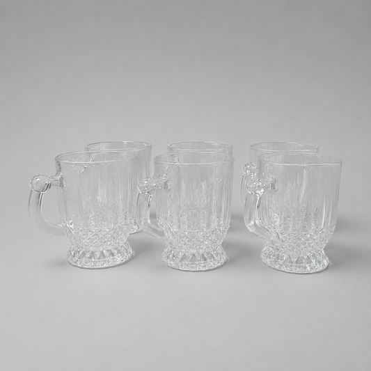 ☕ Set de 6 Tazas de Vidrio Transparente con Relieve Elegante