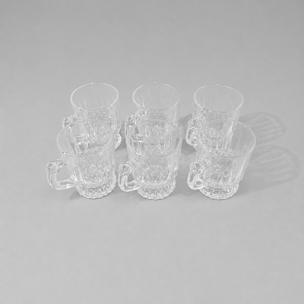 ☕ Set de 6 Tazas de Vidrio Transparente con Relieve Elegante