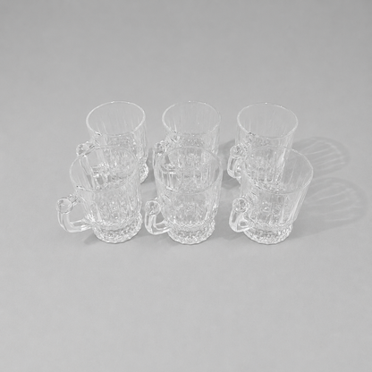 ☕ Set de 6 Tazas de Vidrio Transparente con Relieve Elegante