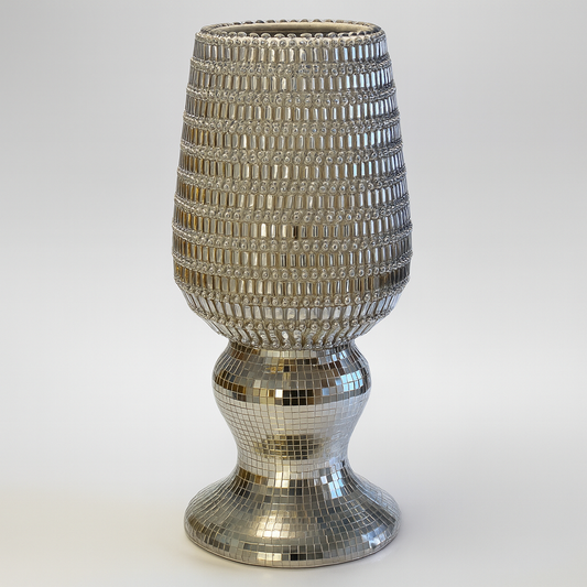 Jarrón Decorativo Plateado con Efecto Espejo – 40 cm