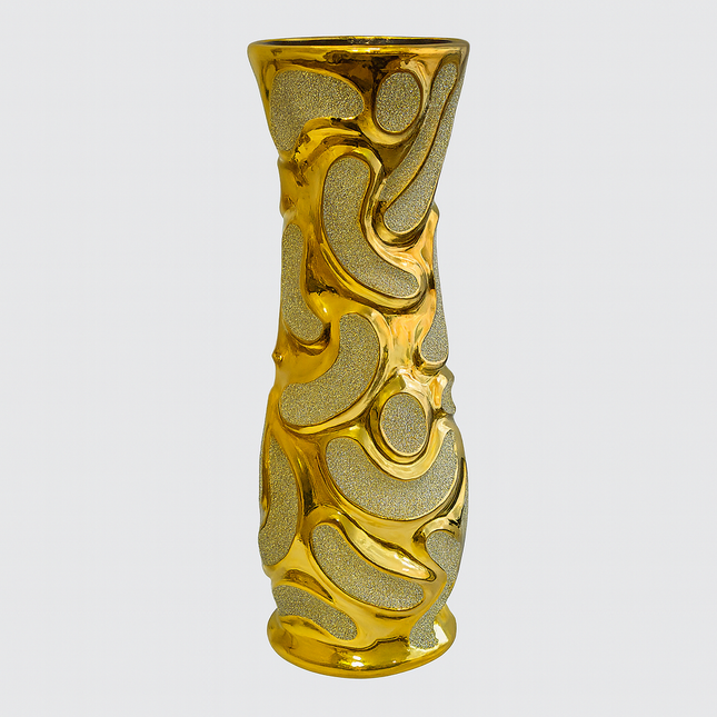 🪞Jarrón Decorativo Dorado con Relieves Abstractos – 60cm