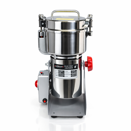 Moinho elétrico profissional para grãos e especiarias, 350g – 2000W, em aço inoxidável.