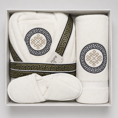 Set de Baño de Lujo 7 Piezas con Albornoz, Toallas y Zapatillas