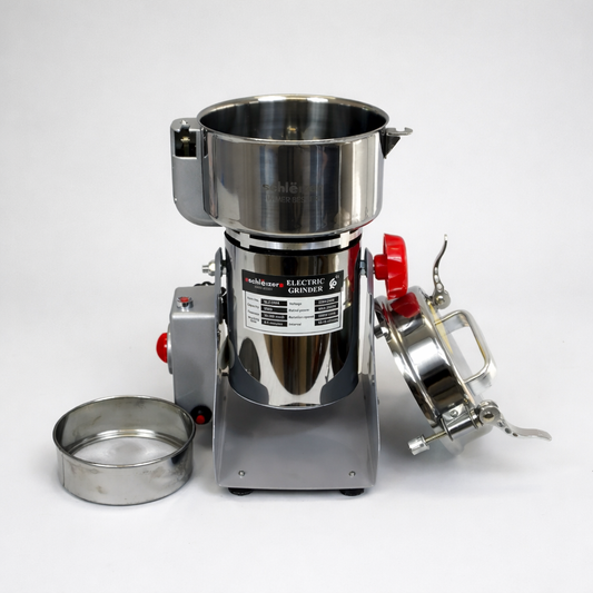 Moinho elétrico profissional para grãos e especiarias, 350g – 2000W, em aço inoxidável.