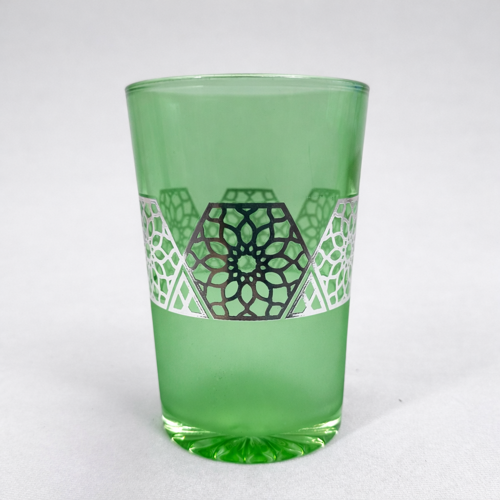 Set de 12 Vasos Marroquíes de Vidrio Colores Surtidos con Diseño Geométrico