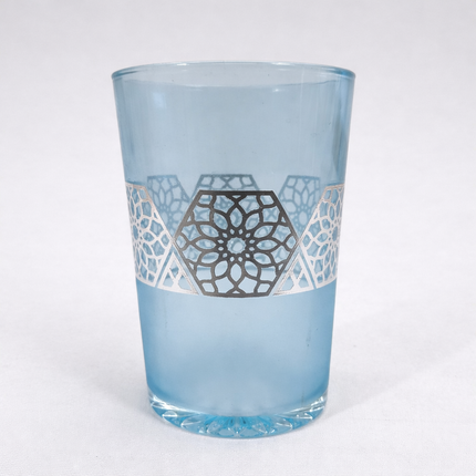 Set of 12 Moroccan Glass Cups, Assorted Colors with Geometric Design