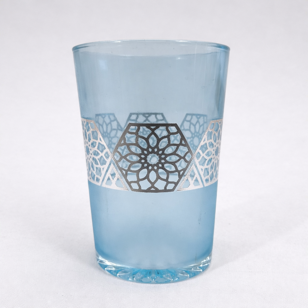 Set de 12 Vasos Marroquíes de Vidrio Colores Surtidos con Diseño Geométrico