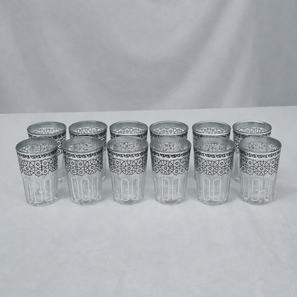 Conjunto de 12 copos de vidro estilo marroquino com design geométrico – 250 ml