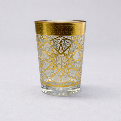 Set de 12 Vasos Marroquíes de Cristal con Detalles Dorados