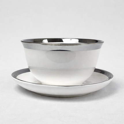 🥣 Set de Sopera de Porcelana Premium con Borde Plateado 2,7L