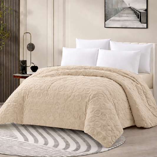 Edredón Aros beige claro, crema cálido: aros pequeños en relieve