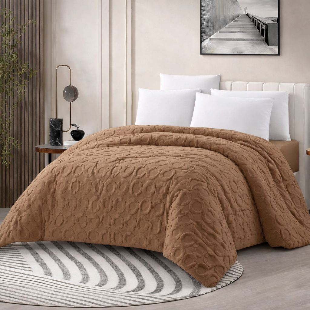 Edredón con Borrego Modelo AROS – 230 x 250 cm - COLOR MARRÓN