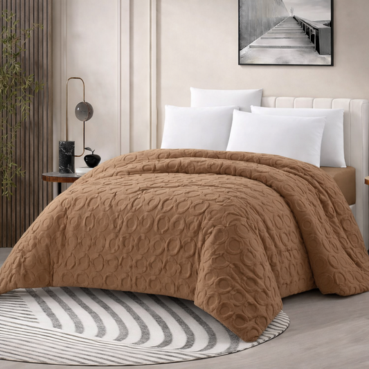 Edredón con Borrego Modelo AROS – 230 x 250 cm - COLOR MARRÓN