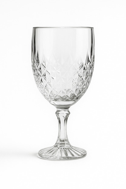 Juego de 12 Copas de Vidrio Tallado – Estilo Vintage para Agua, Vino y Refrescos