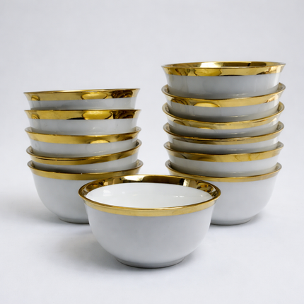 Juego de SOPERA Premium Blanca con Ribete Dorado –2,7l- Set Completo de Porcelana Elegante
