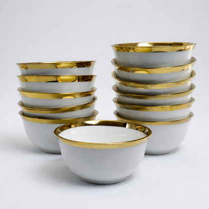 Juego de SOPERA Premium Blanca con Ribete Dorado –2,7l- Set Completo de Porcelana Elegante