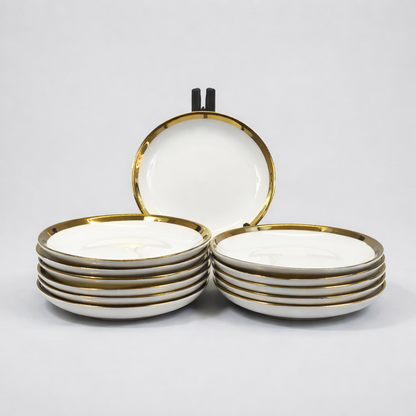 Juego de SOPERA Premium Blanca con Ribete Dorado –2,7l- Set Completo de Porcelana Elegante